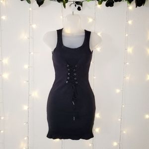 Rehab Black Ribbed Mini Dress